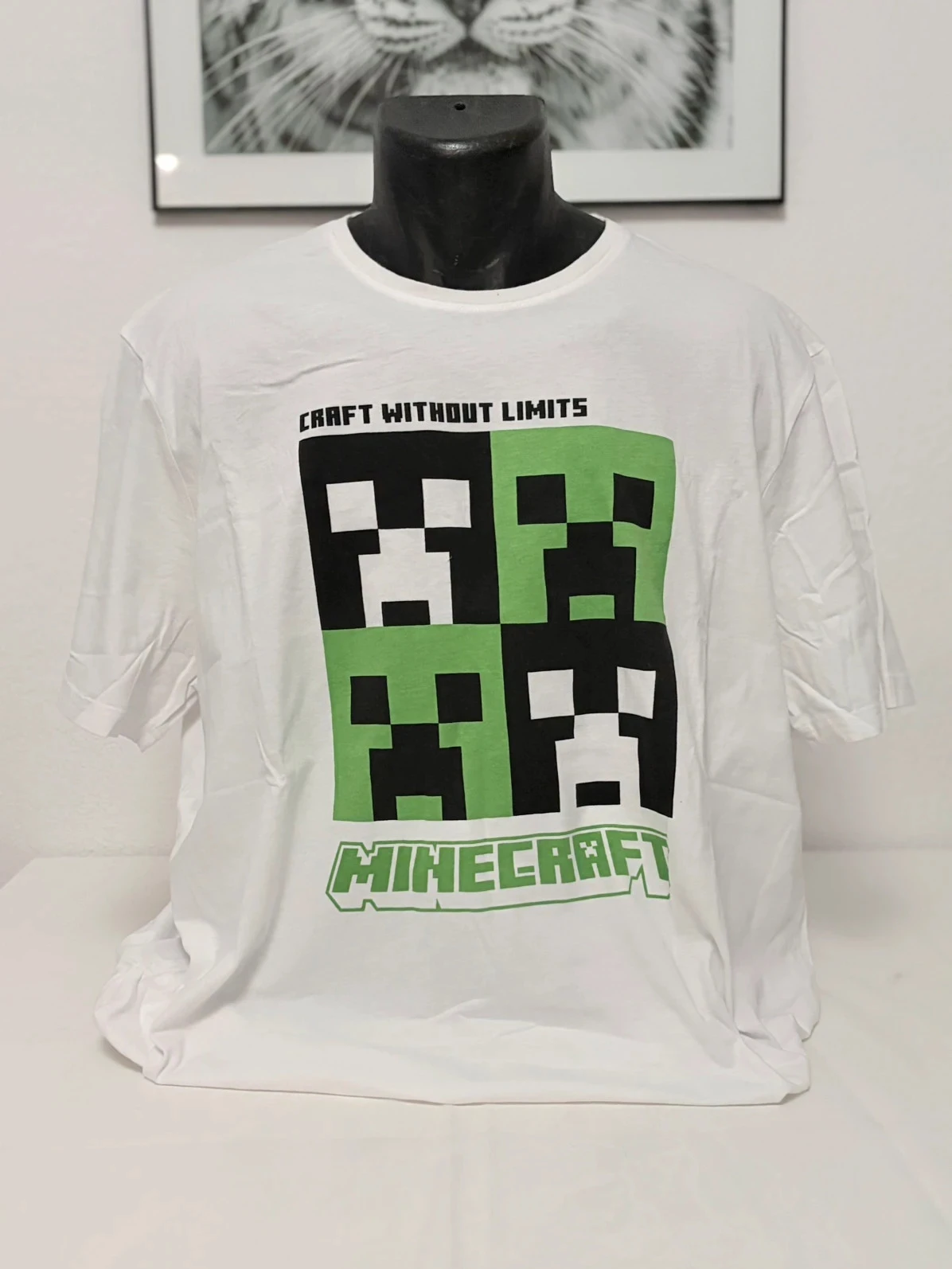 Official Minecraft White Creeper Short Sleeve T-Shirt 100% Cotton Men's XXL – photo 2